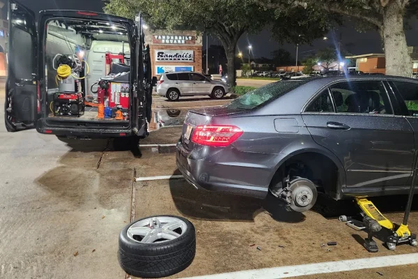 LATE NIGHT TIRE INSTALLATION ON OUR CUSTOMER MERCEDES